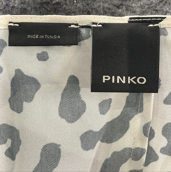 PINKO Ivory Animal Print Tie Neck Midi Dress Size 6 - Picture 6 of 7